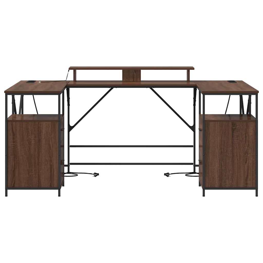 vidaXL Schreibtisch mit Regal Braun Eichen-Optik 182 x 101 x 87,5 cm