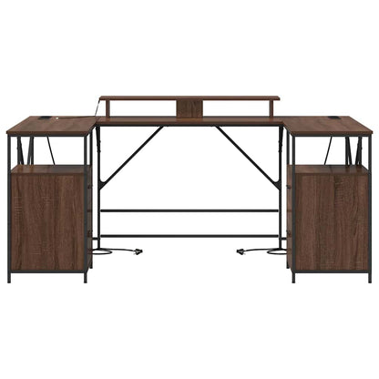 vidaXL Schreibtisch mit Regal Braun Eichen-Optik 182 x 101 x 87,5 cm