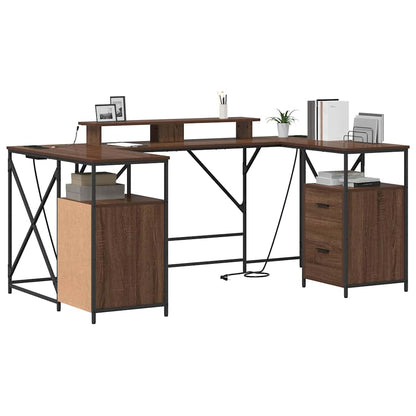 vidaXL Schreibtisch mit Regal Braun Eichen-Optik 182 x 101 x 87,5 cm