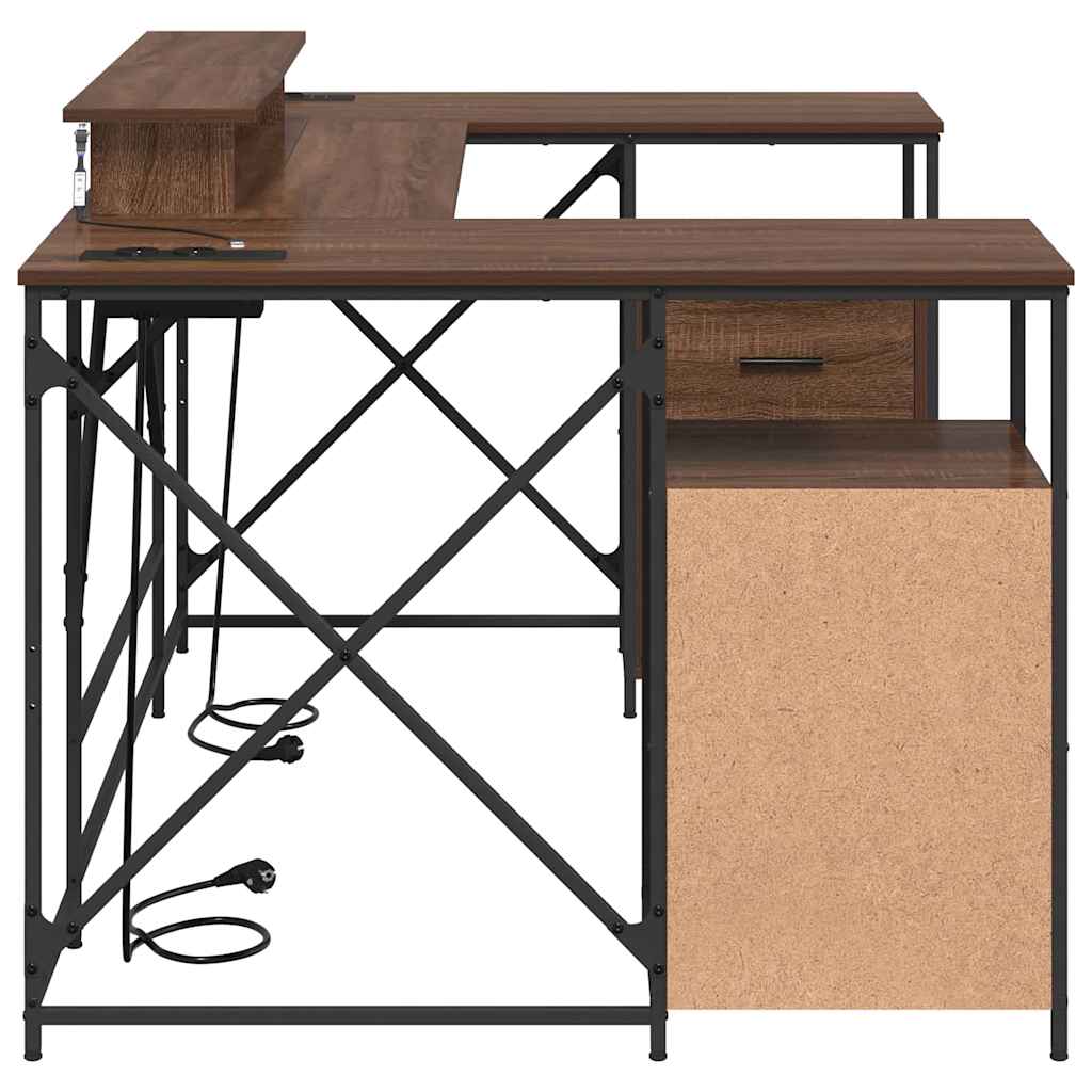vidaXL Schreibtisch mit Regal Braun Eichen-Optik 182 x 101 x 87,5 cm