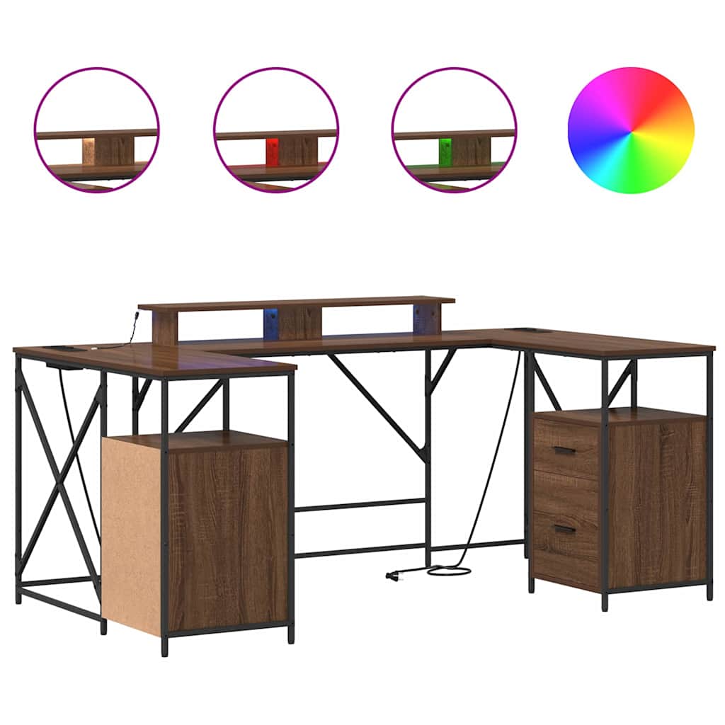 vidaXL Schreibtisch mit Regal Braun Eichen-Optik 182 x 101 x 87,5 cm