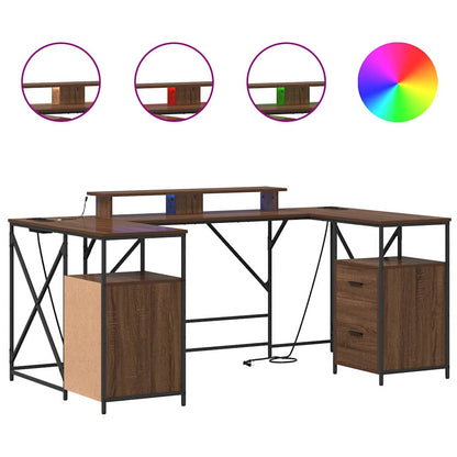 vidaXL Schreibtisch mit Regal Braun Eichen-Optik 182 x 101 x 87,5 cm