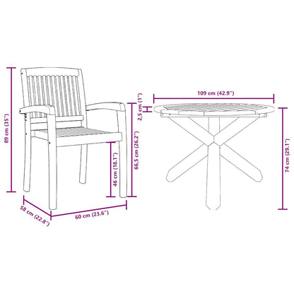 vidaXL Garten Essgruppe 3 pcs Braun Massivholz Akazie