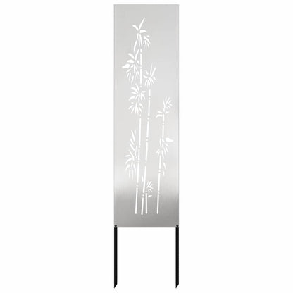 Garten Sichtschutz-Leinwand Floral Silber 32 x 140 cm Edelstahl