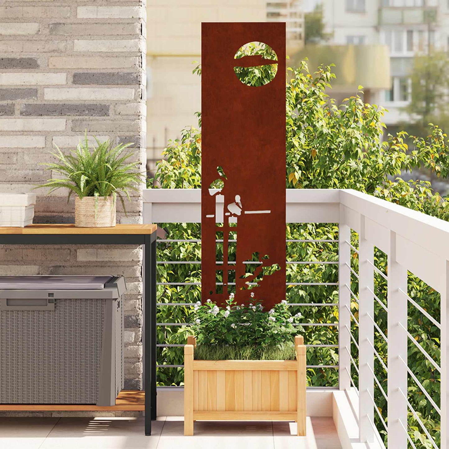 Garten Sichtschutz-Leinwand Rostig 32 x 140 cm Wetterfeststahl