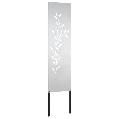 Garten Sichtschutz-Leinwand Floral Silber 32 x 140 cm Edelstahl