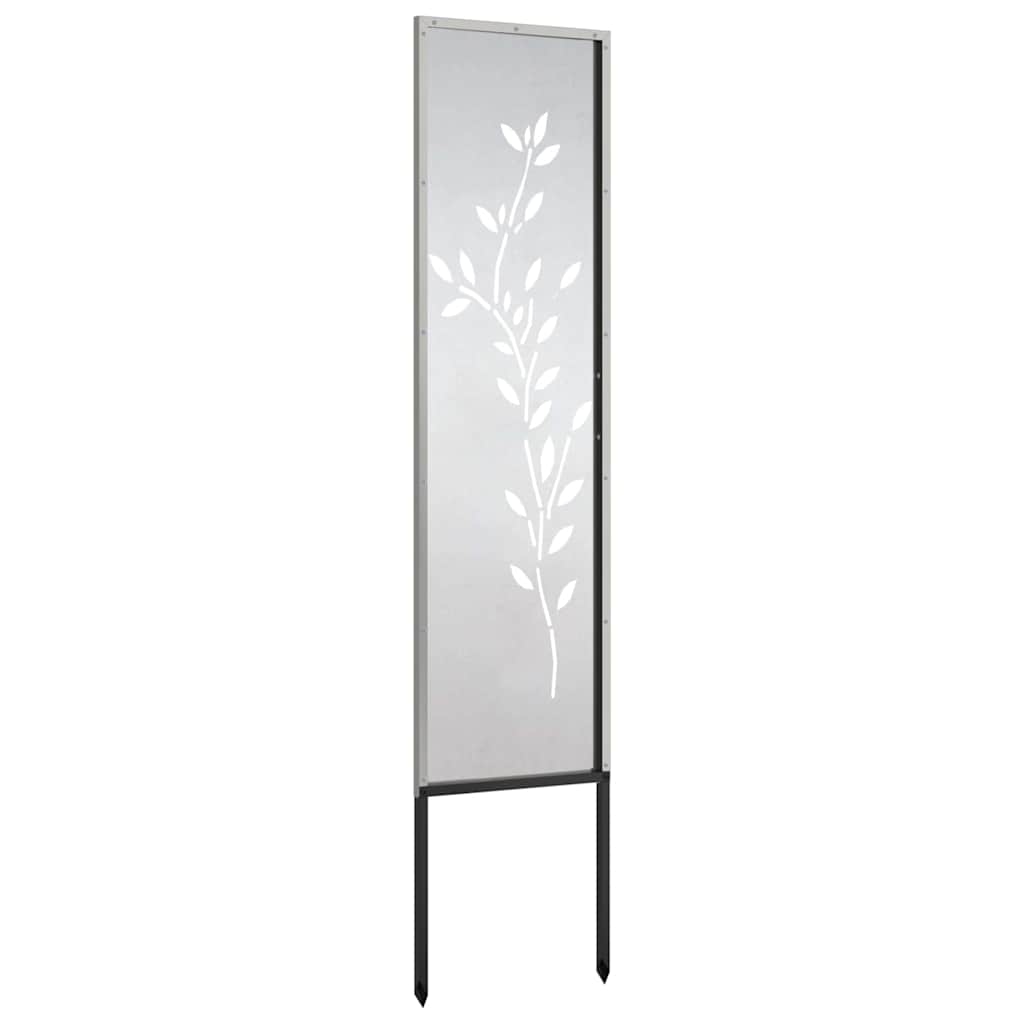 Garten Sichtschutz-Leinwand Floral Silber 32 x 140 cm Edelstahl