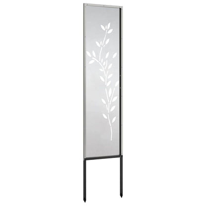 Garten Sichtschutz-Leinwand Floral Silber 32 x 140 cm Edelstahl