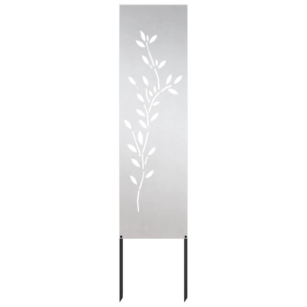 Garten Sichtschutz-Leinwand Floral Silber 32 x 140 cm Edelstahl