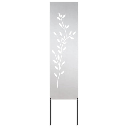 Garten Sichtschutz-Leinwand Floral Silber 32 x 140 cm Edelstahl