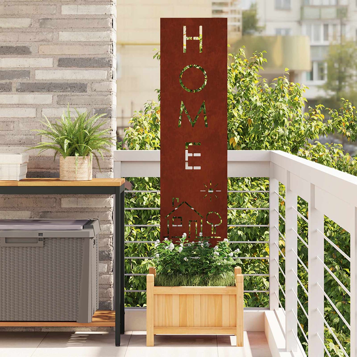 Garten Sichtschutz-Leinwand Rostig 32 x 140 cm Wetterfeststahl