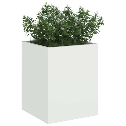 vidaXL Garten-Pflanzgefäß Weiß 32 x 32 x 40 cm Kaltgewalzter Stahl