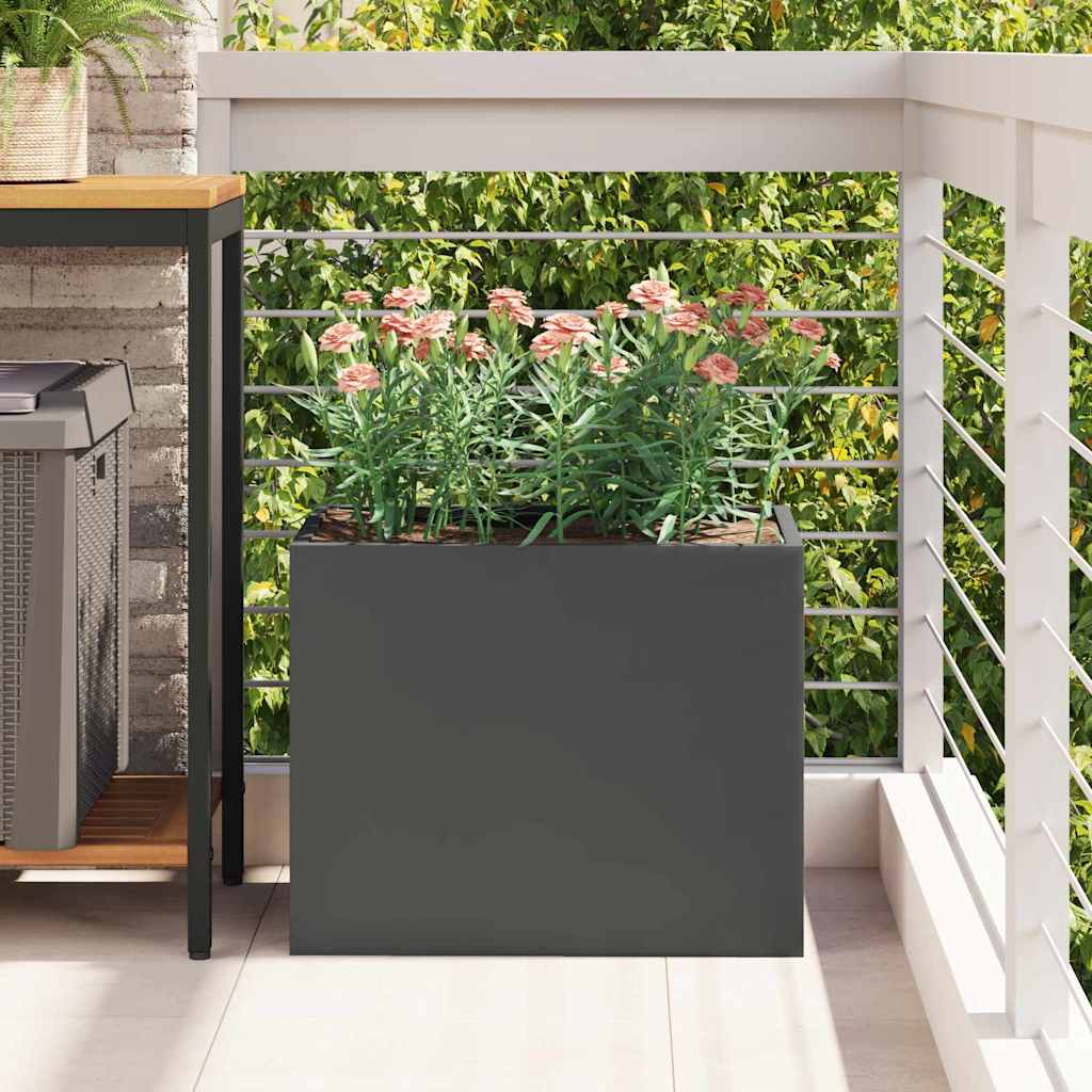 vidaXL Garten-Pflanzgefäß Schwarz 50 x 32 x 40 cm Kaltgewalzter Stahl