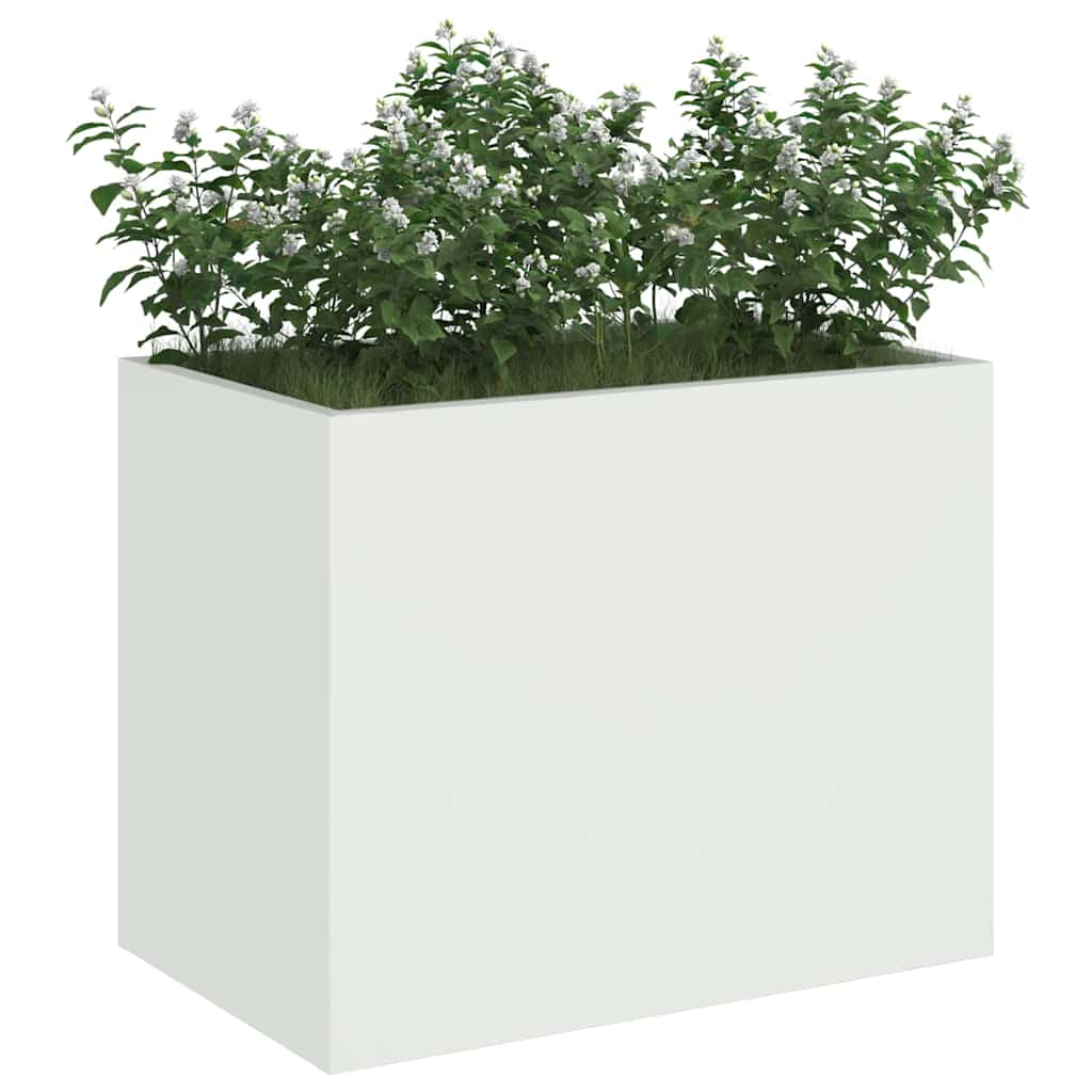 vidaXL Garten-Pflanzgefäß Weiß 50 x 32 x 40 cm Kaltgewalzter Stahl