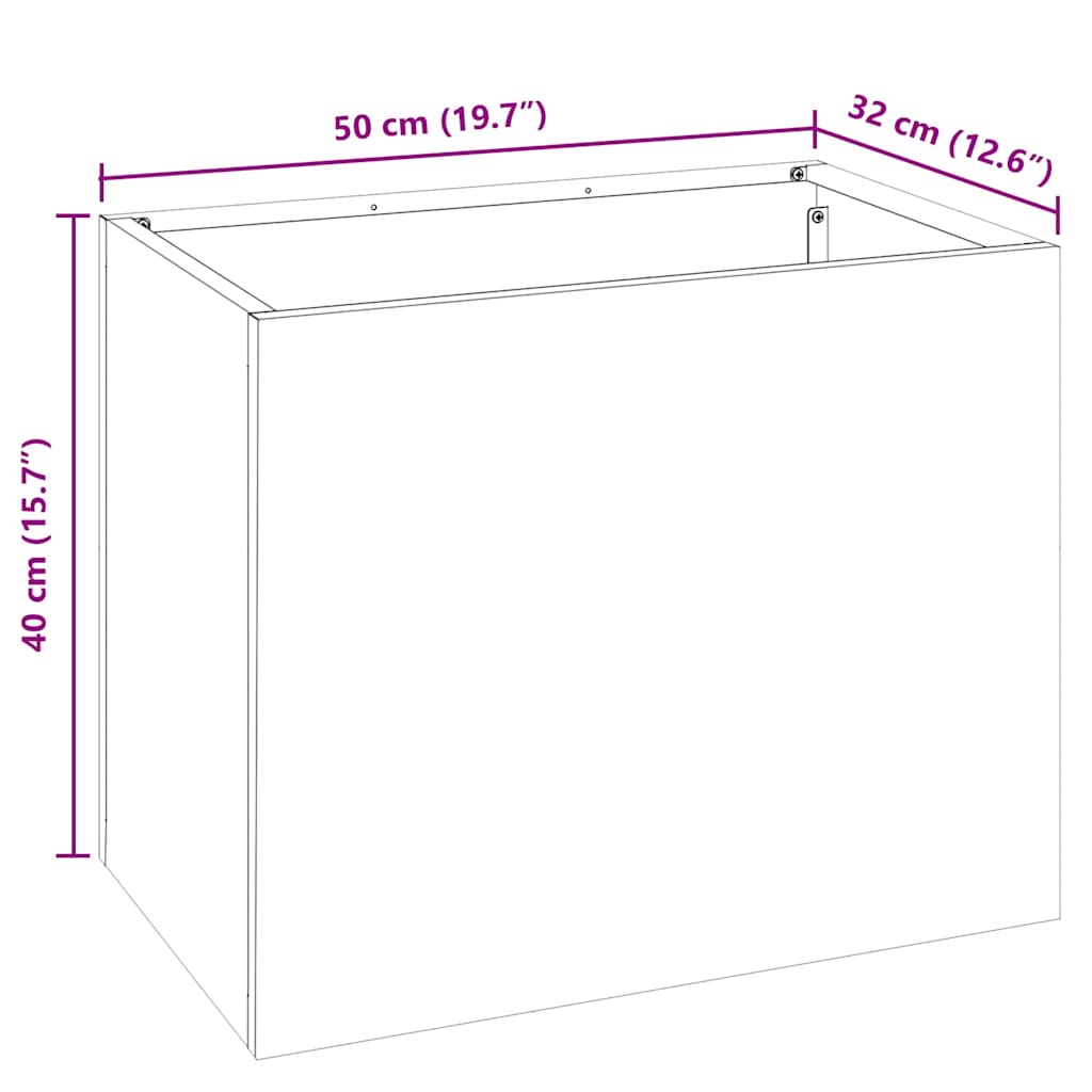 vidaXL Garten-Pflanzgefäß Weiß 50 x 32 x 40 cm Kaltgewalzter Stahl