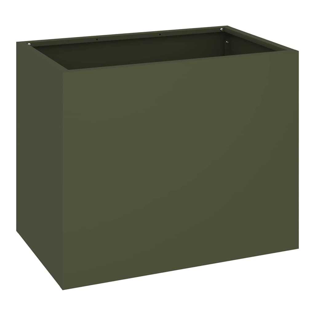 vidaXL Garten-Pflanzgefäß Olivgrün 50 x 32 x 40 cm Kaltgewalzter Stahl