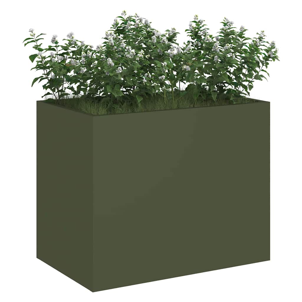 vidaXL Garten-Pflanzgefäß Olivgrün 50 x 32 x 40 cm Kaltgewalzter Stahl