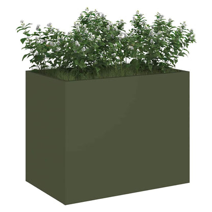 vidaXL Garten-Pflanzgefäß Olivgrün 50 x 32 x 40 cm Kaltgewalzter Stahl