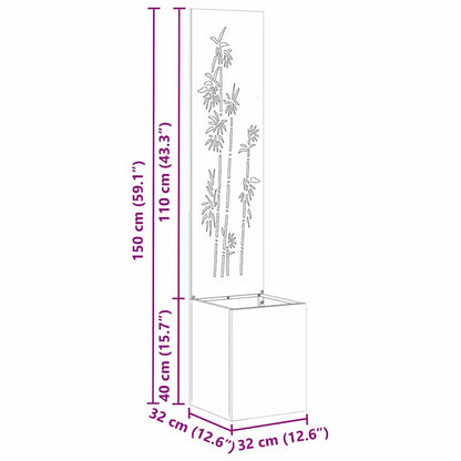 Garten Sichtschutz-Leinwand Floral Silber 32 x 140 cm Edelstahl