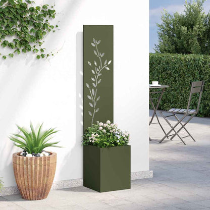 Garten Sichtschutz-Leinwand Floral Olivgrün 32 x 32 x 150 cm