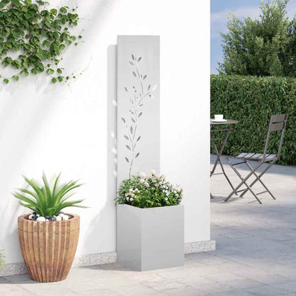 Garten Sichtschutz-Leinwand Floral Silber 32 x 32 x 150 cm