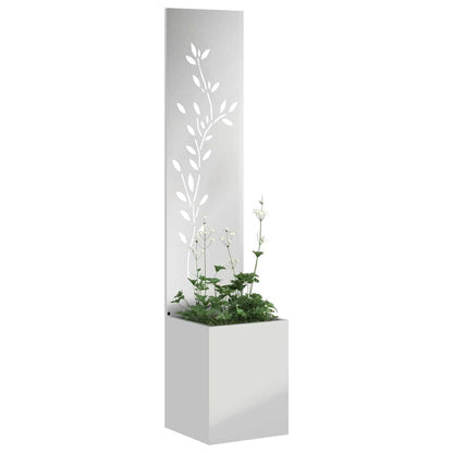 Garten Sichtschutz-Leinwand Floral Silber 32 x 32 x 150 cm