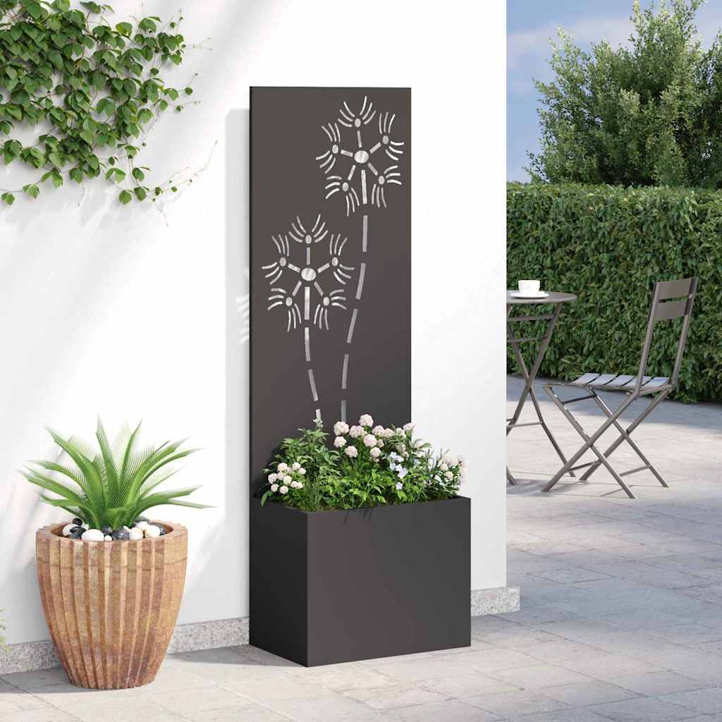 Garten Sichtschutz-Leinwand Floral Schwarz 50 x 32 x 150 cm