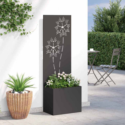 Garten Sichtschutz-Leinwand Floral Schwarz 50 x 32 x 150 cm