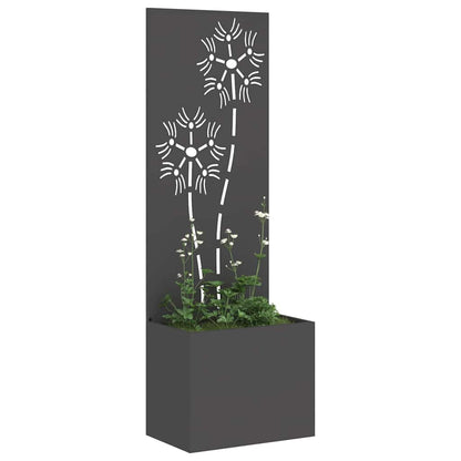 Garten Sichtschutz-Leinwand Floral Schwarz 50 x 32 x 150 cm