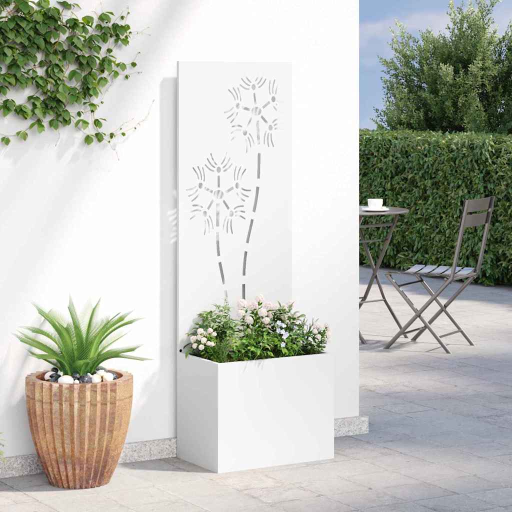 Garten Sichtschutz-Leinwand Floral Weiß 50 x 140 cm
