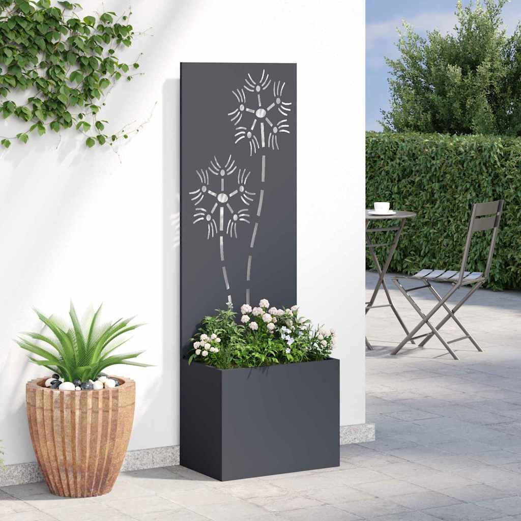 Garten Sichtschutz-Leinwand Floral Anthrazit 50 x 32 x 150 cm