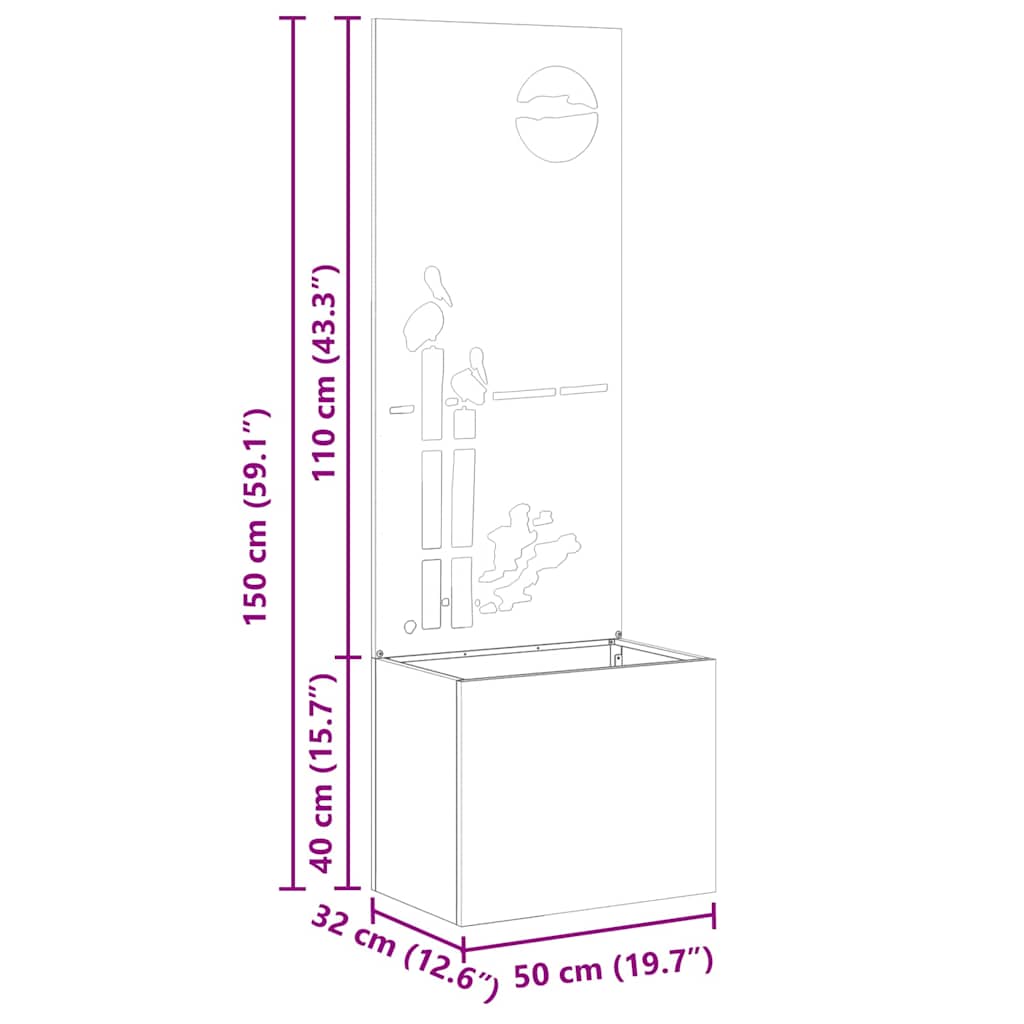 Garten Sichtschutz-Leinwand Silber 50 x 32 x 150 cm
