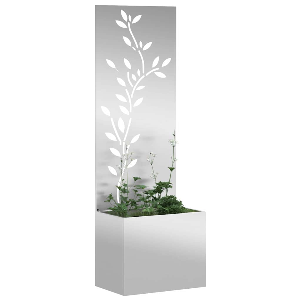 Garten Sichtschutz-Leinwand Floral Silber 50 x 32 x 150 cm