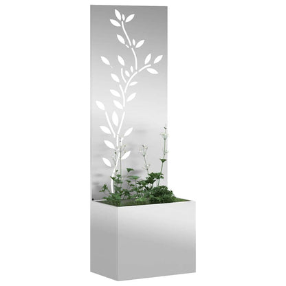 Garten Sichtschutz-Leinwand Floral Silber 50 x 32 x 150 cm