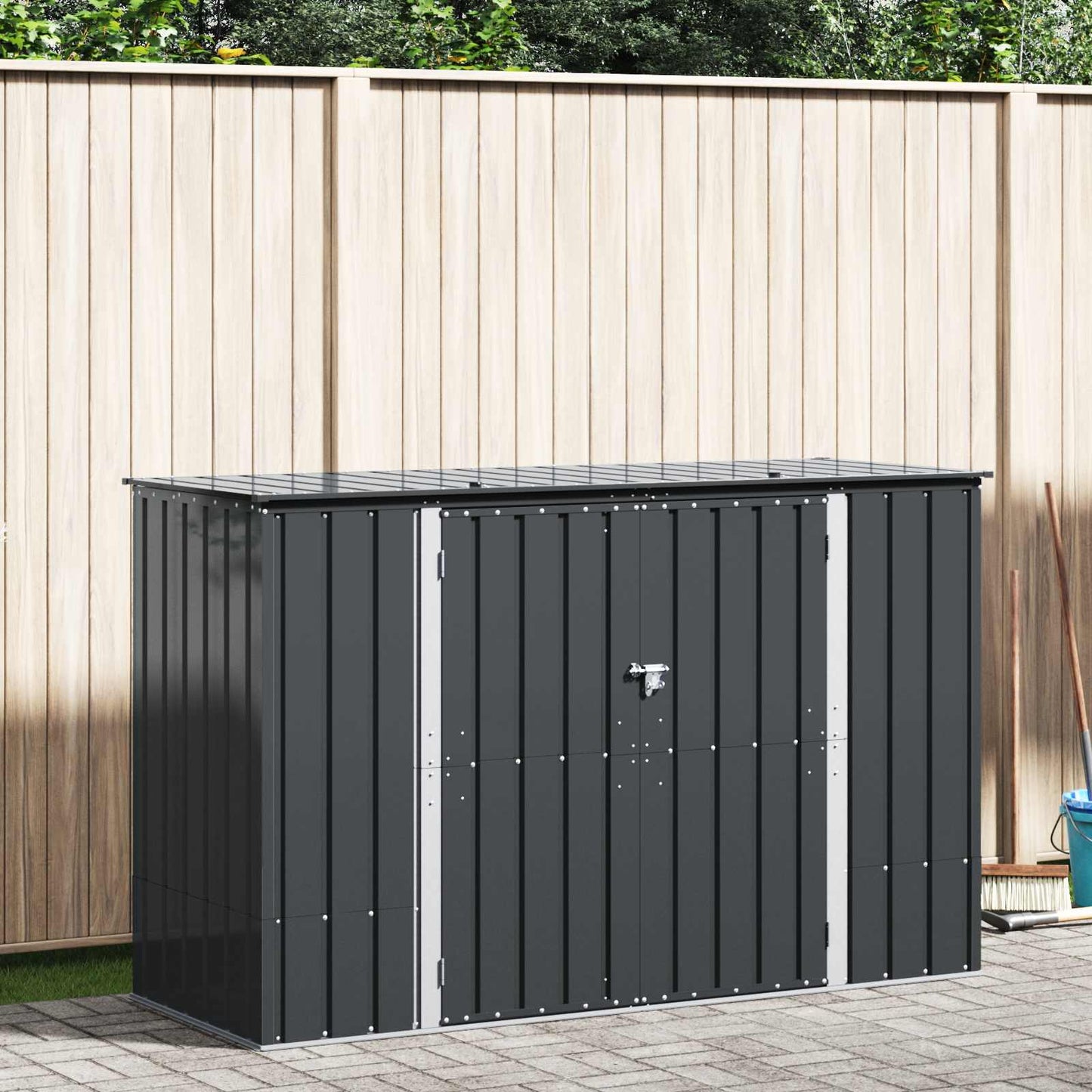 Gartenlagerbox Schwarz 214 x 82 x 132 cm Stahl