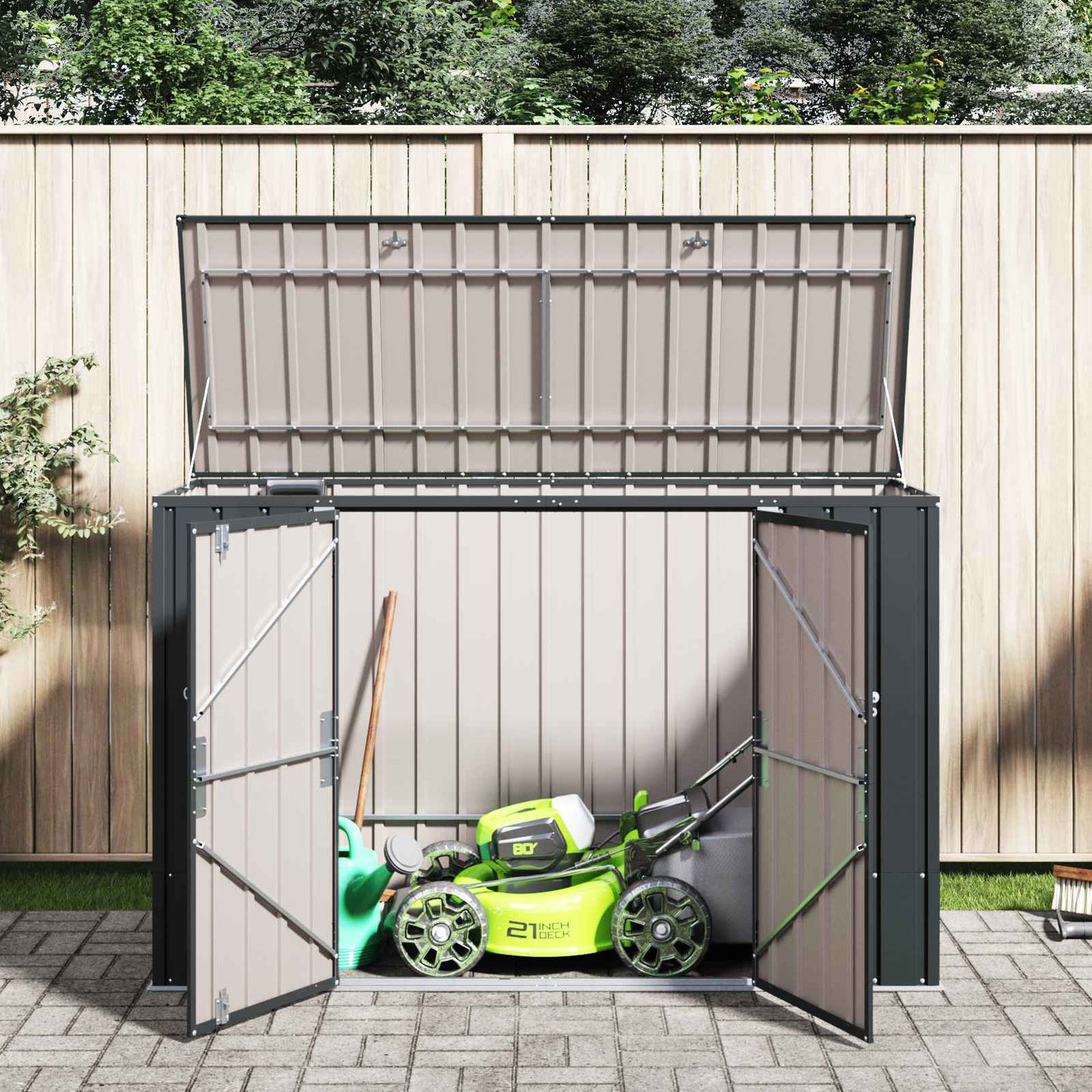 Gartenlagerbox Schwarz 214 x 82 x 132 cm Stahl