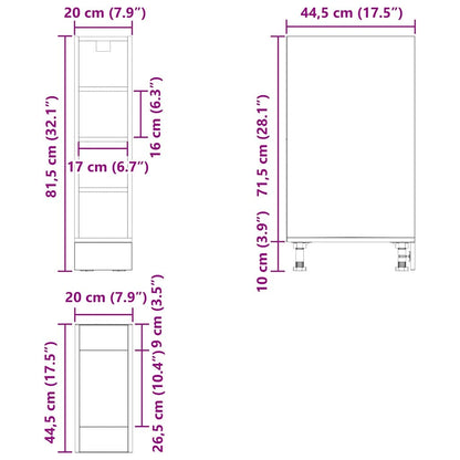 vidaXL Küchenunterschrank Schwarz Eichen-Optik 20 x 44,5 x 81,5 cm