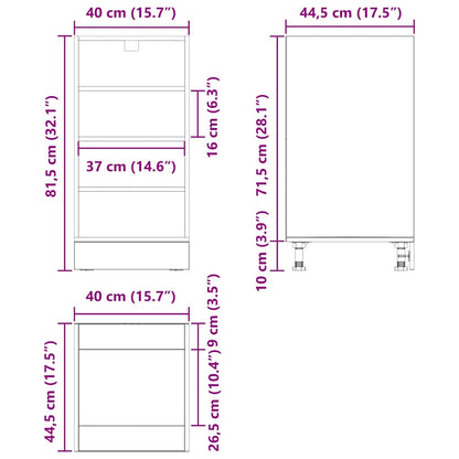 vidaXL Küchenunterschrank Schwarz Eichen-Optik 40 x 44,5 x 81,5 cm