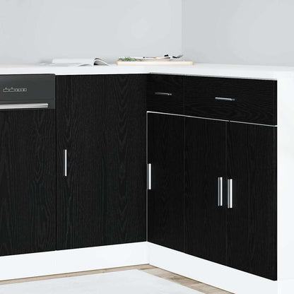 vidaXL Küchen-Eck-Basisschrank Schwarz Eichen-Optik 86 x 46 x 81,5 cm
