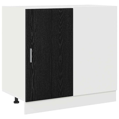 vidaXL Küchen-Eck-Basisschrank Schwarz Eichen-Optik 86 x 46 x 81,5 cm