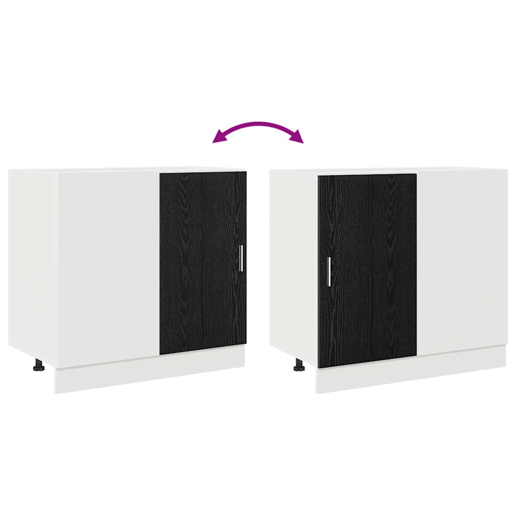 vidaXL Küchen-Eck-Basisschrank Schwarz Eichen-Optik 86 x 46 x 81,5 cm