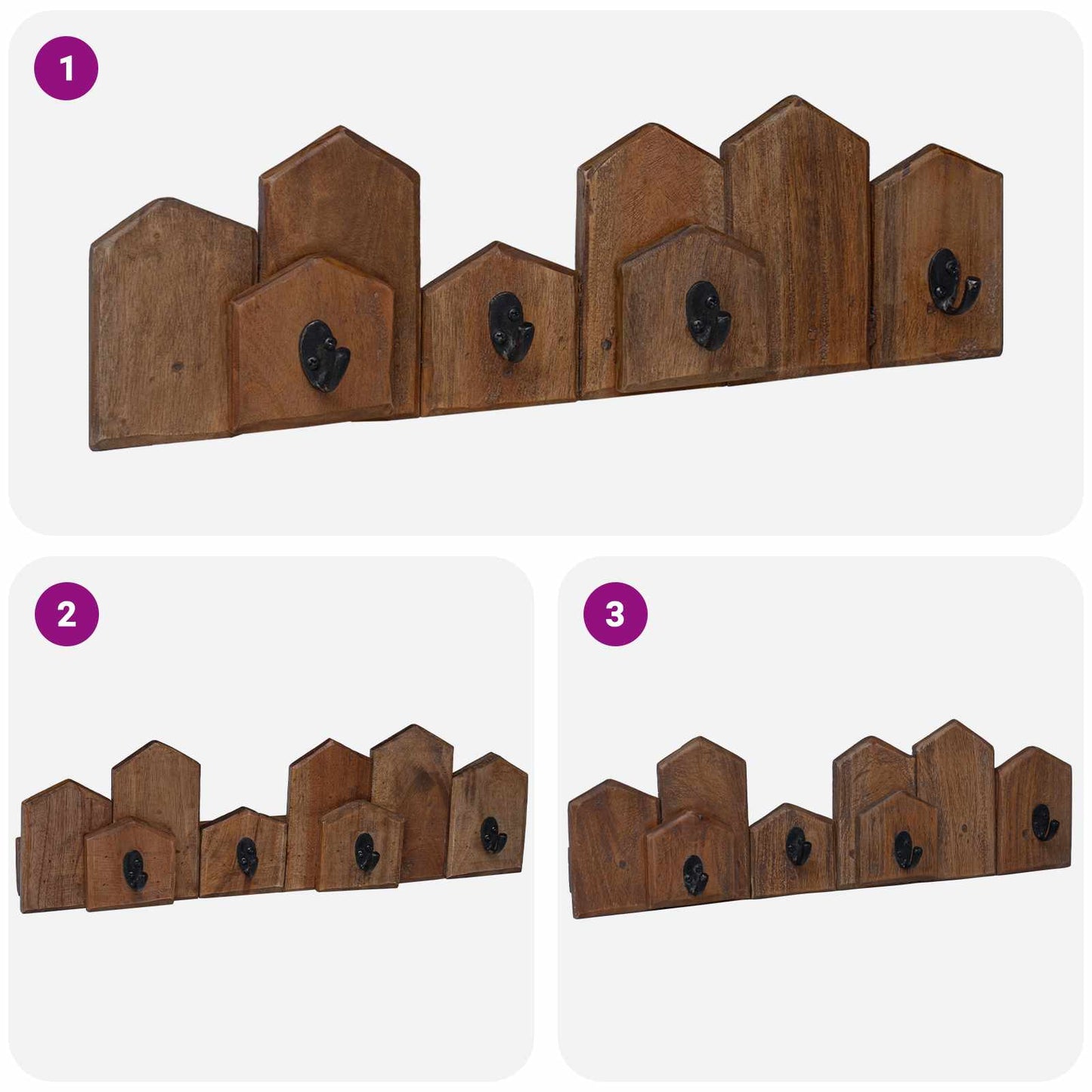 Kleiderbügel Braun 48 x 8 x 15 cm Massives Mahagoni Holz