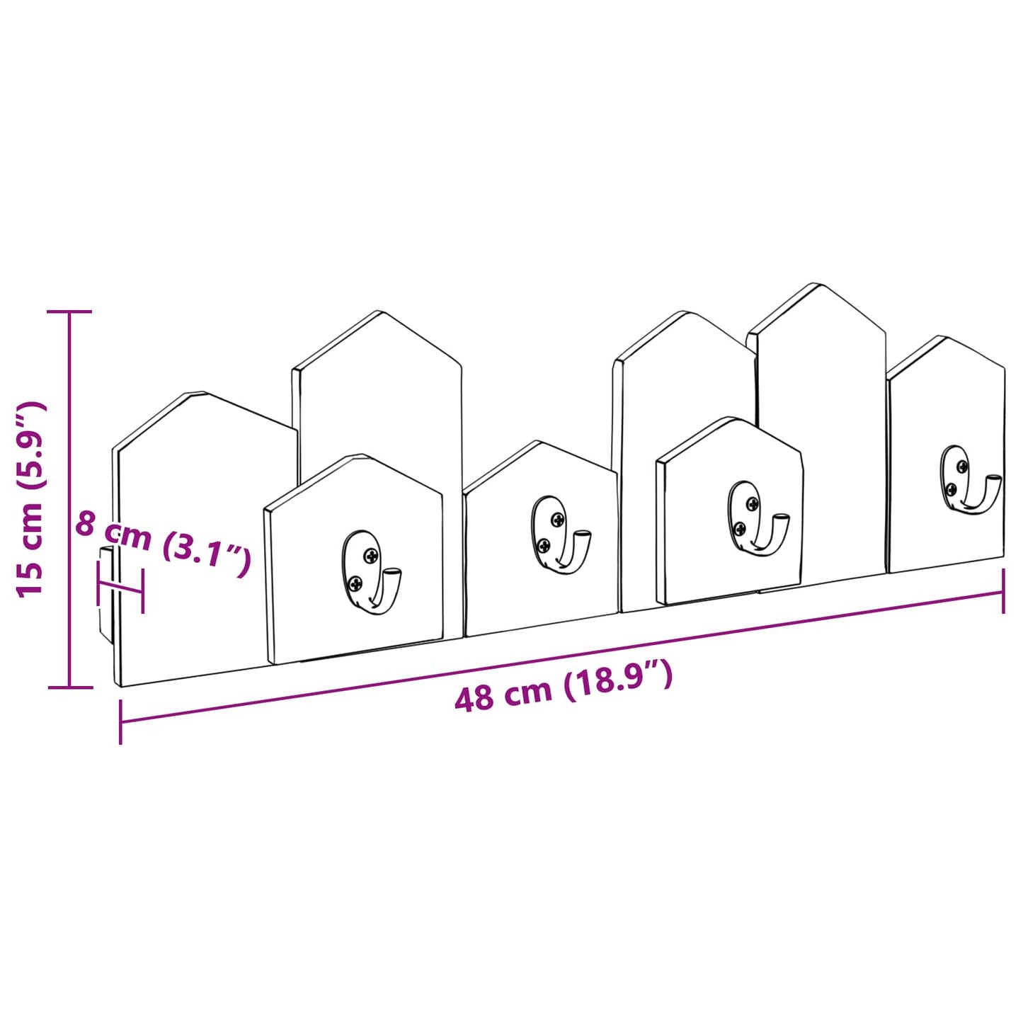 Kleiderbügel Braun 48 x 8 x 15 cm Massives Mahagoni Holz
