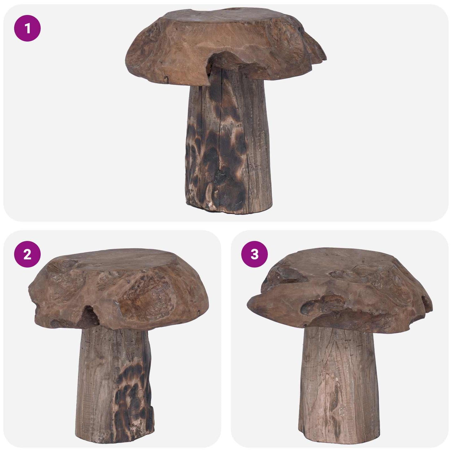 Hocker Natur 35 x 35 x 35 cm Massivholz Teak