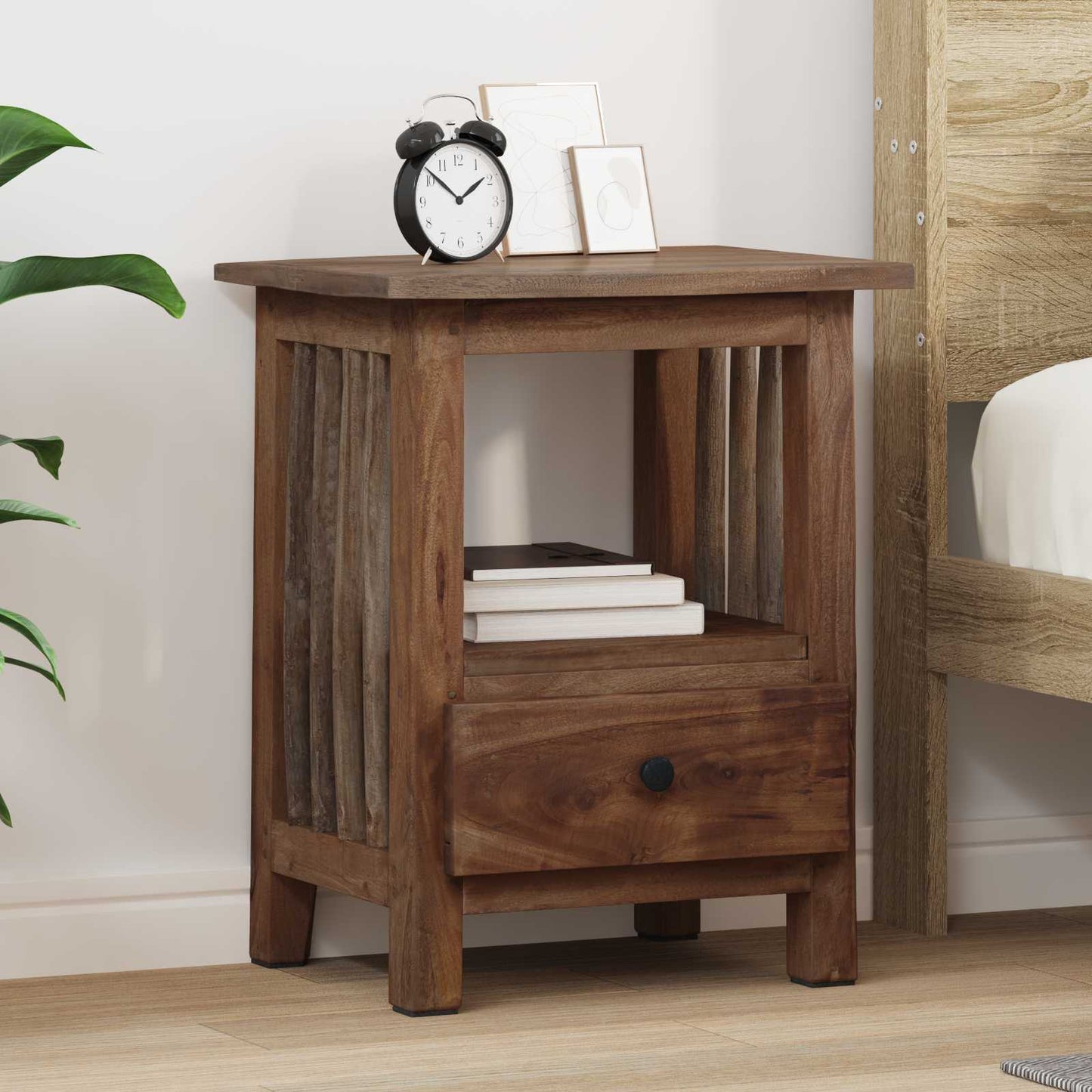 vidaXL Nachttisch Braun 30 x 30 x 47 cm Massives upgecyceltes Holz