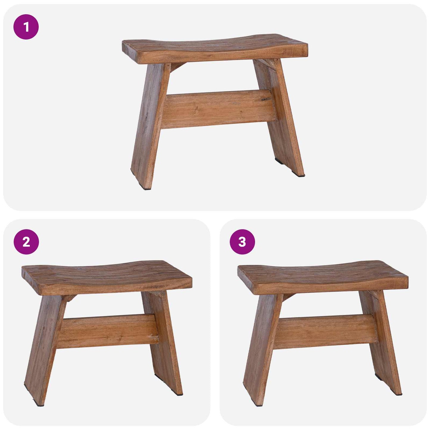 Hocker Natur 40 x 25 x 31 cm Mahagoni Holz