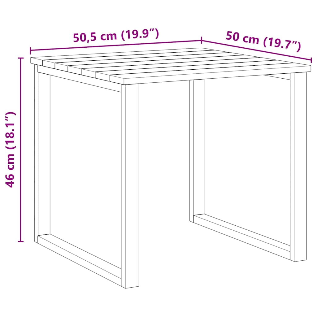 vidaXL Tisch Natur 50,5 x 50 x 46 cm Imprägniertes Kiefernholz