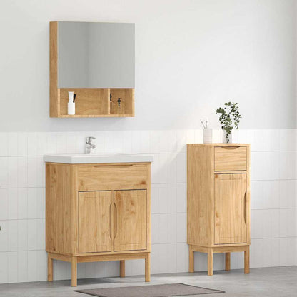 Badezimmermöbel-Set FLORO 2 pcs Wachsbraun Massivholz Kiefer