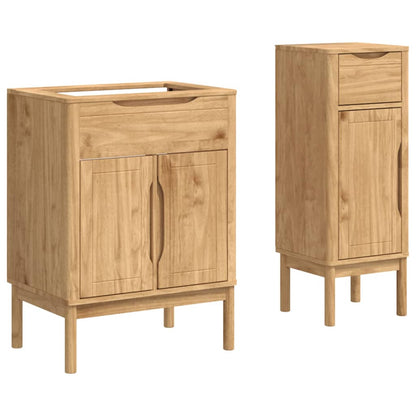 Badezimmermöbel-Set FLORO 2 pcs Wachsbraun Massivholz Kiefer