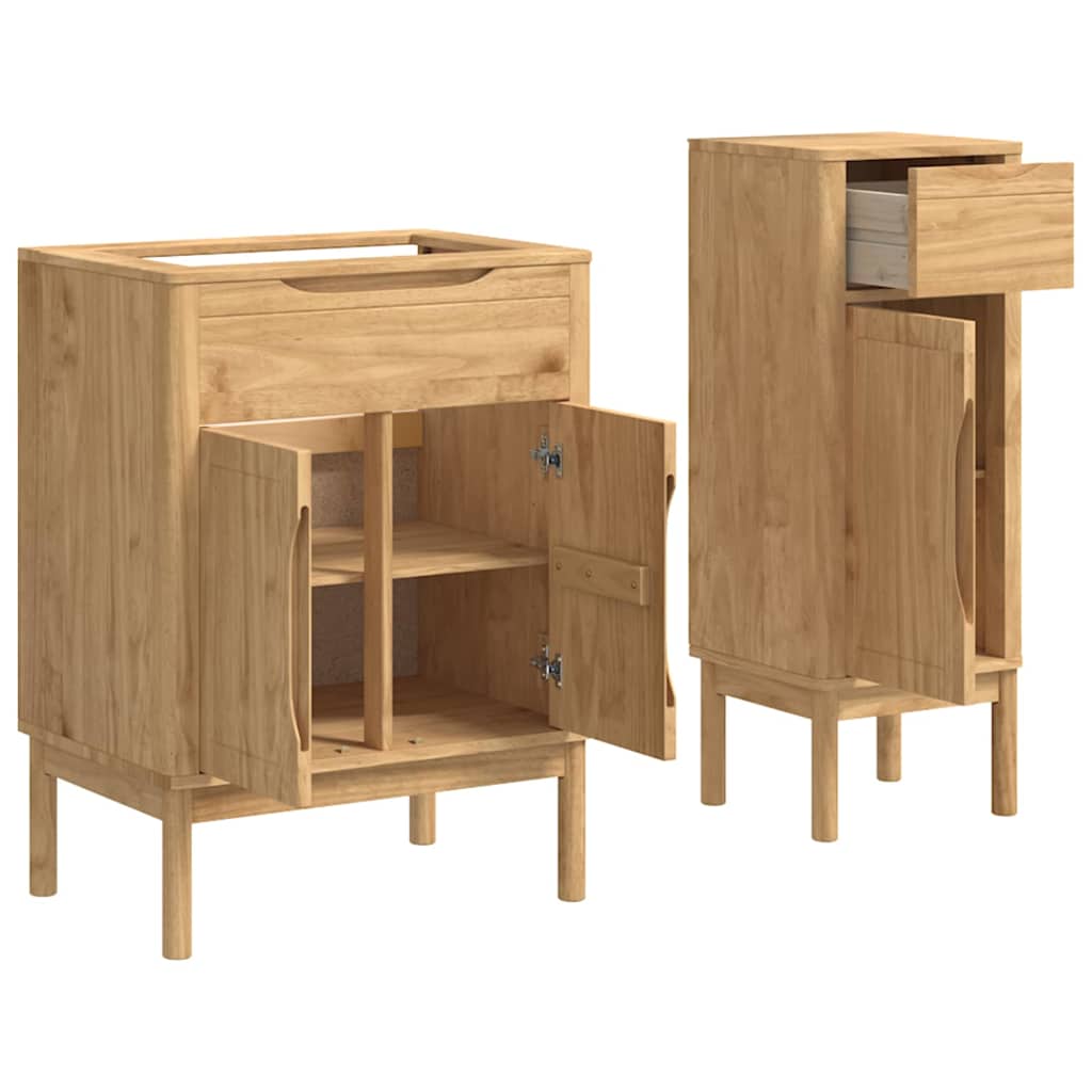 Badezimmermöbel-Set FLORO 2 pcs Wachsbraun Massivholz Kiefer